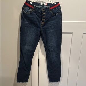 CAbi Blue Ankle Cropped Jeans with Elastic Waistband